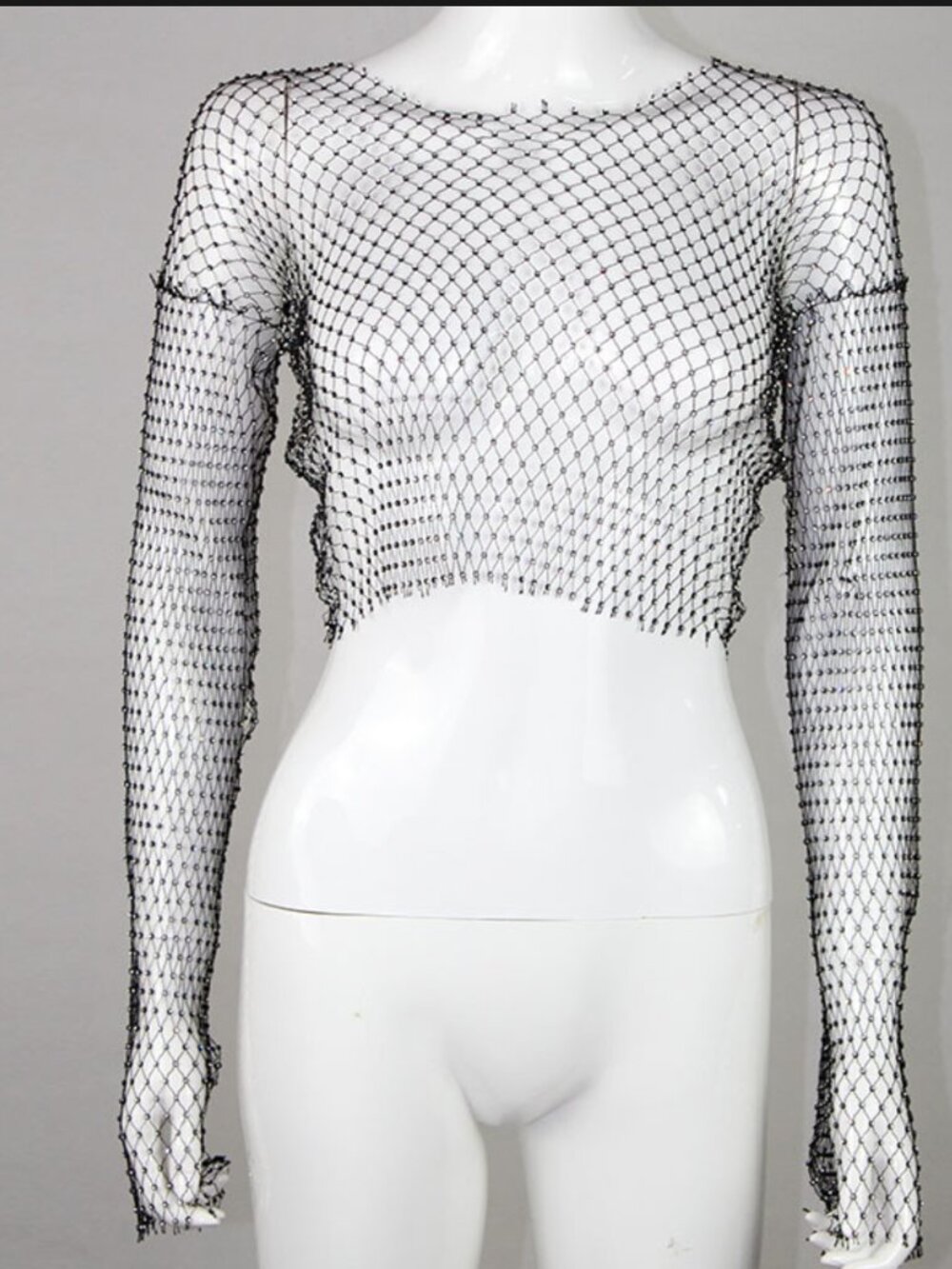 Rhinestone Net Mesh Crop top